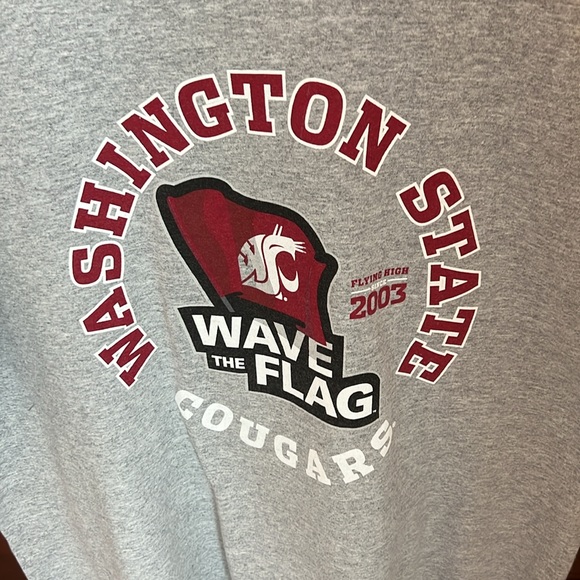 Washington State University Cougars Wave the Flag Grey Tee Shirt - Picture 3 of 5